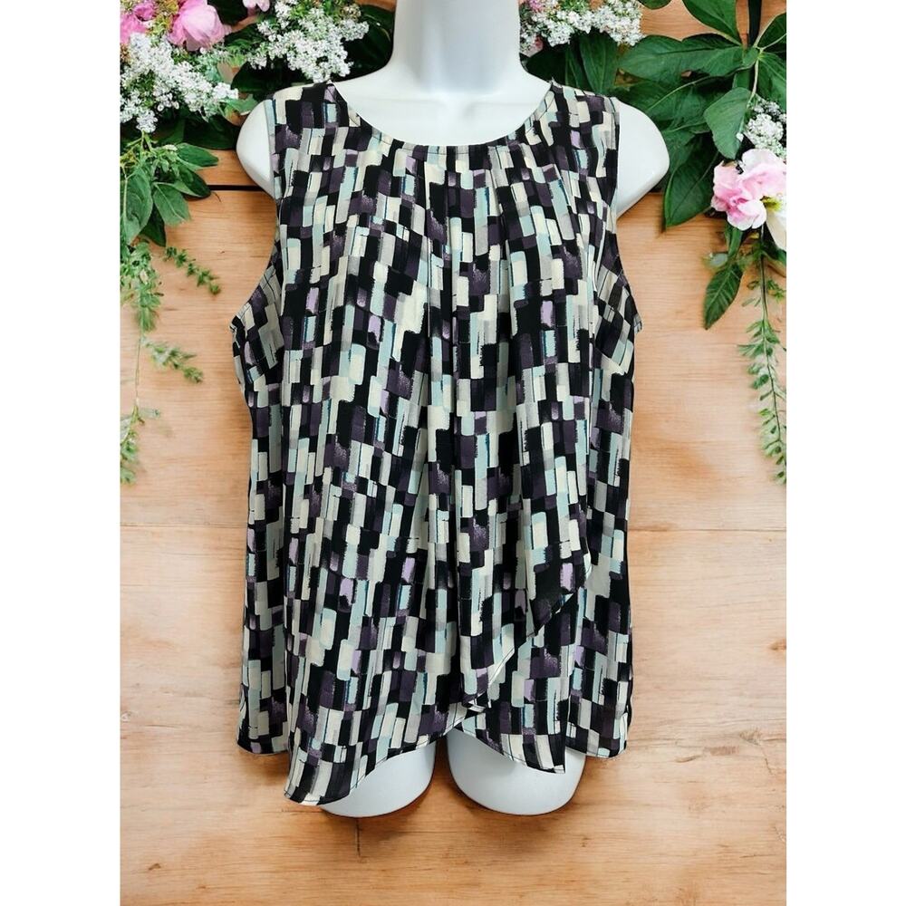 White House Black Market Sleeveless Blouse Sz M Loose Career Office Top Layering